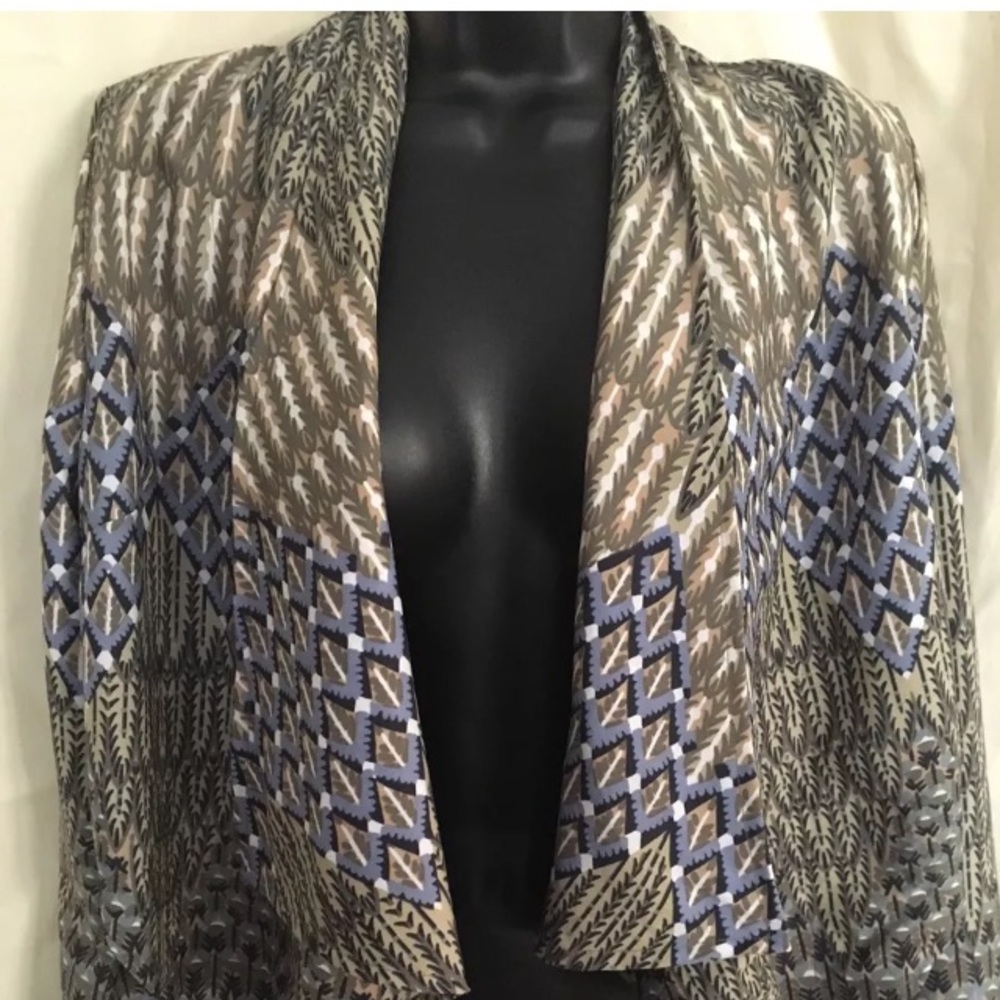🌈Open front geometric floral drape collar jacket